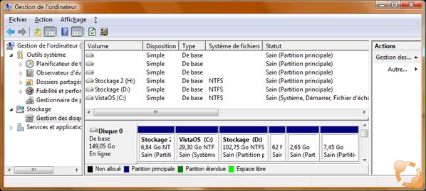 comment augmenter partition c sous vista